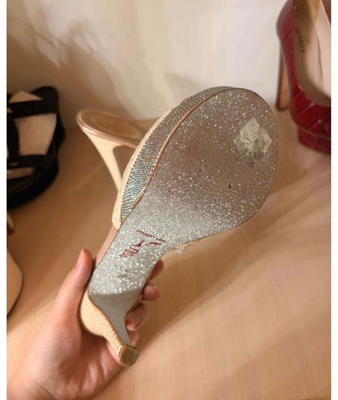 RENE CAOVILLA Бежевые мюли из экзотической кожи, фото 4