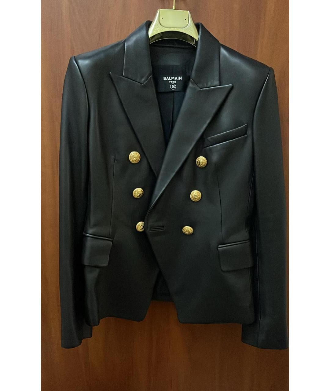 BALMAIN Черный кожаный жакет/пиджак, фото 5