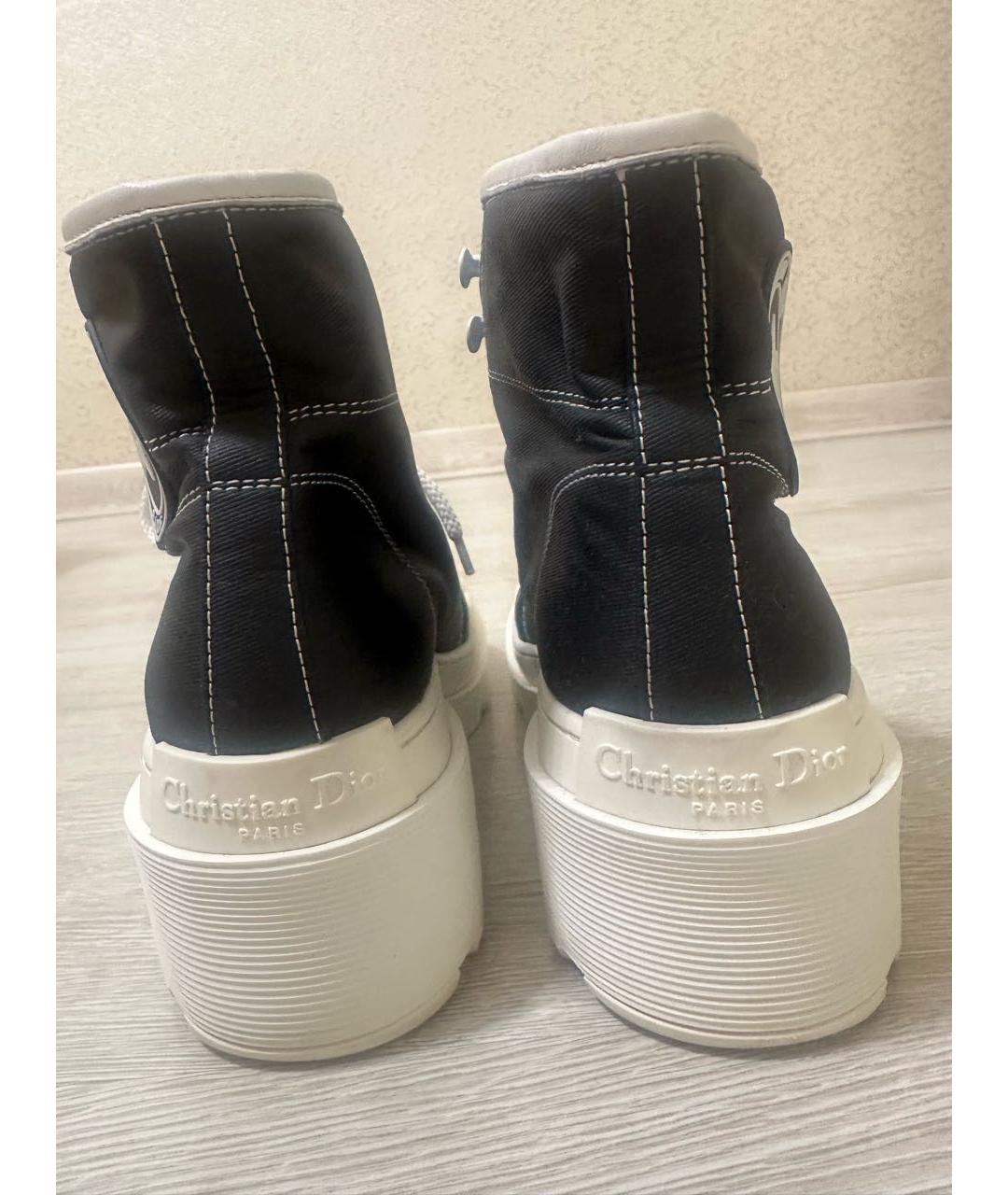 CHRISTIAN DIOR Черные текстильные ботинки, фото 3