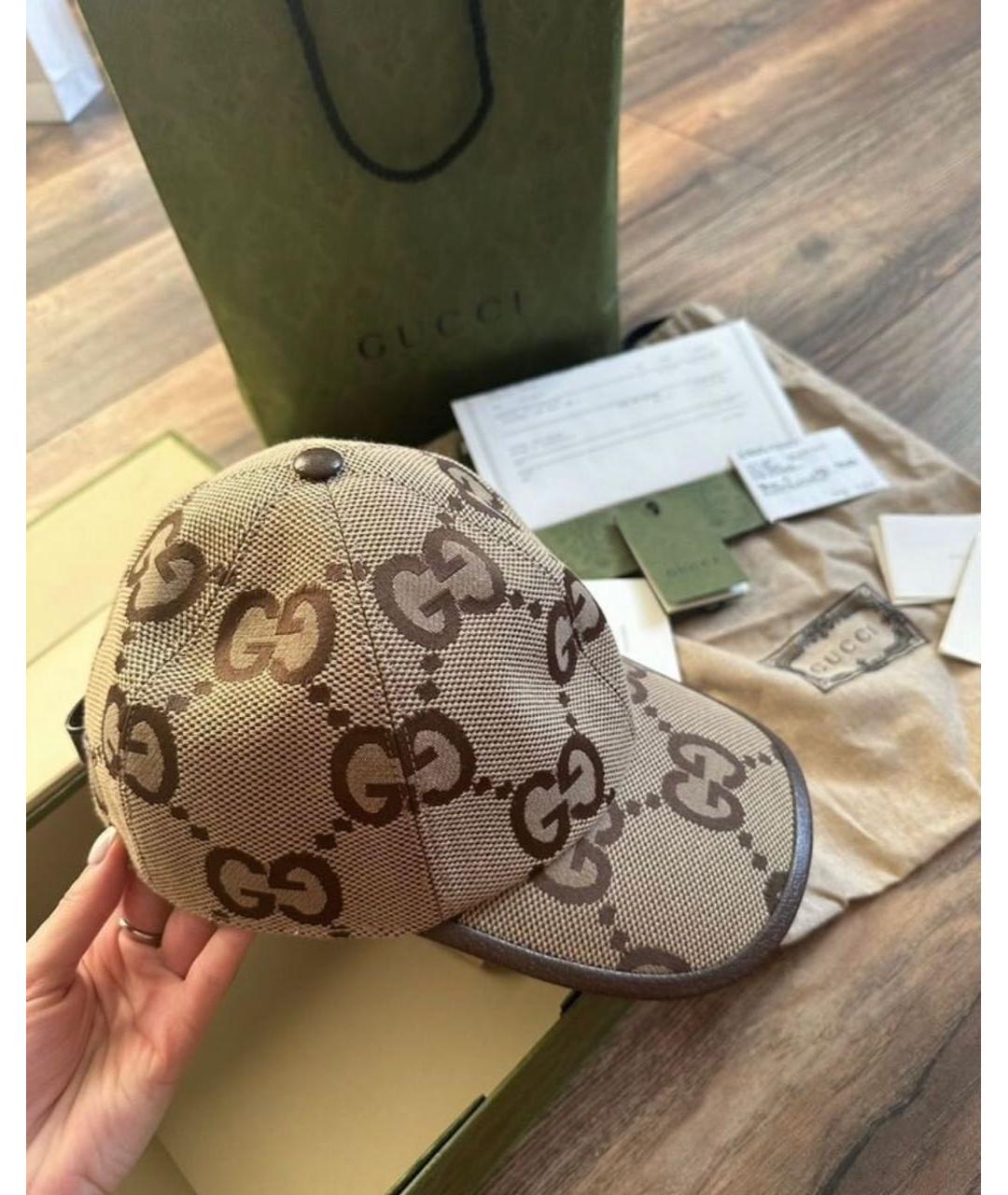 GUCCI Бежевая хлопковая кепка, фото 5