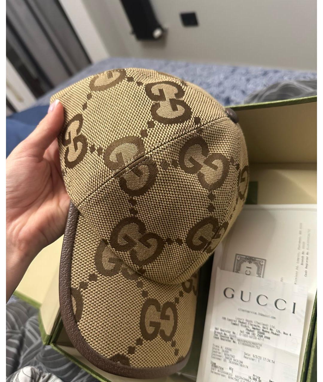 GUCCI Бежевая хлопковая кепка, фото 6