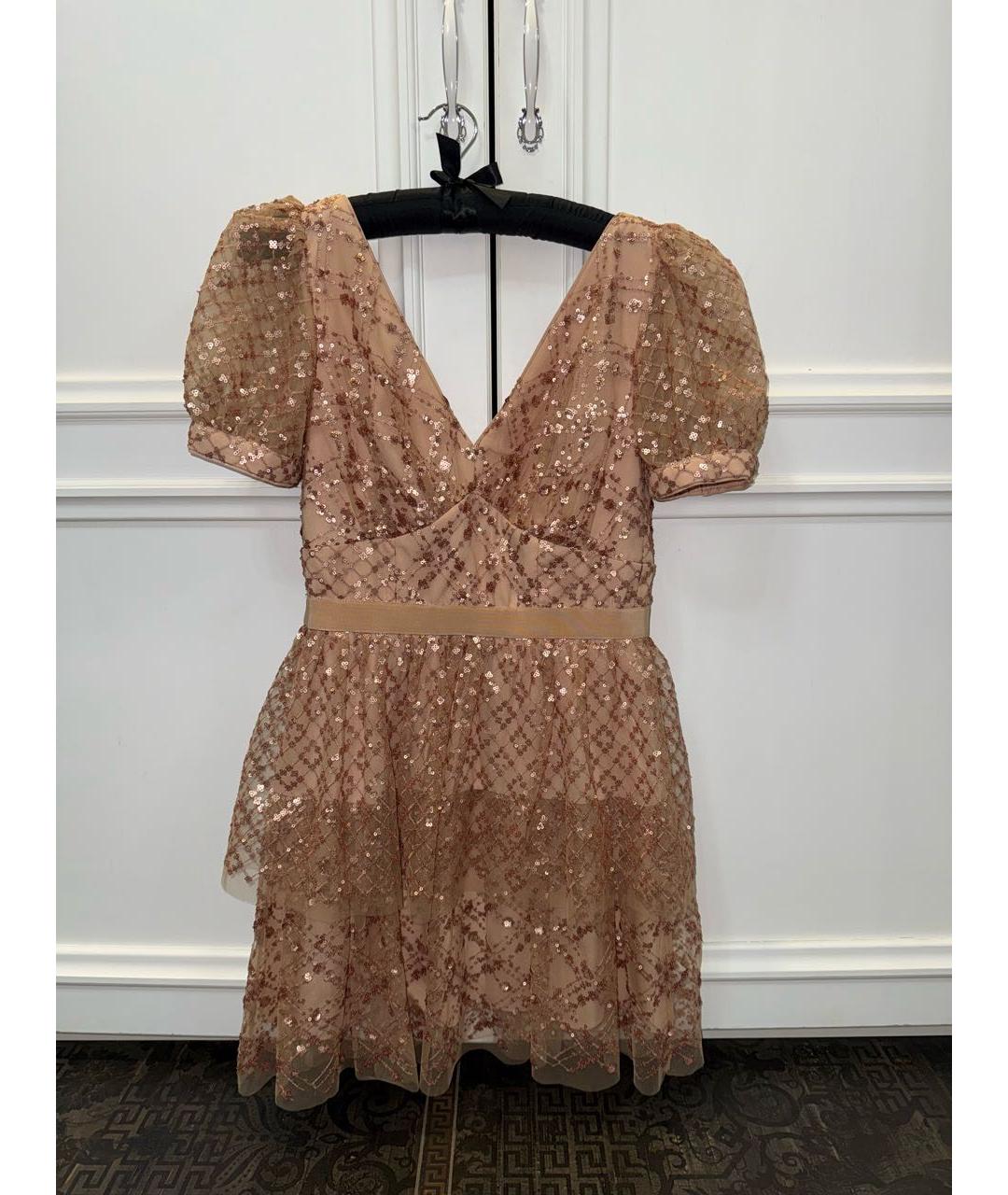 SELF-PORTRAIT Бежевое полиэстеровое коктейльное платье, фото 6