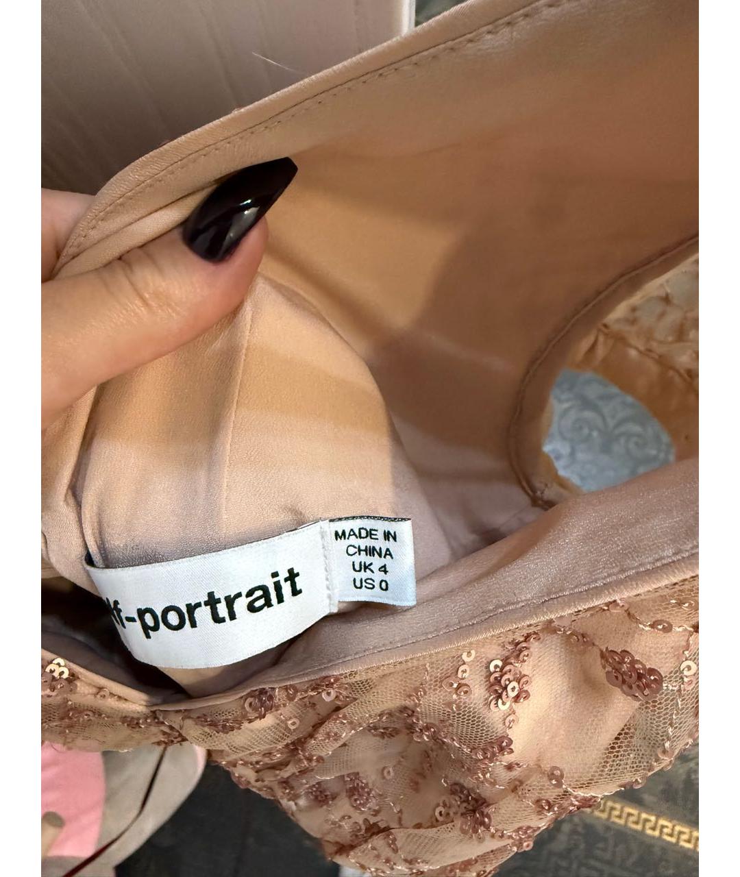 SELF-PORTRAIT Бежевое полиэстеровое коктейльное платье, фото 3