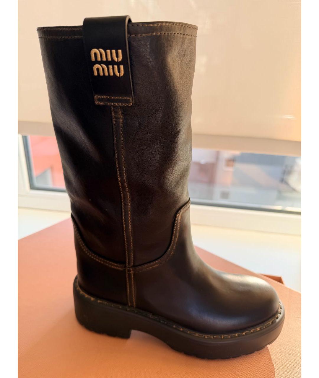 MIU MIU Черные кожаные сапоги, фото 4