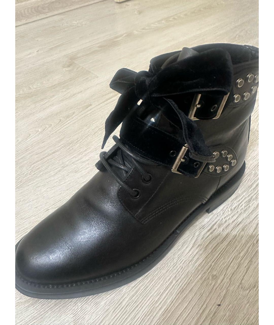 SAINT LAURENT Черные кожаные ботинки, фото 4