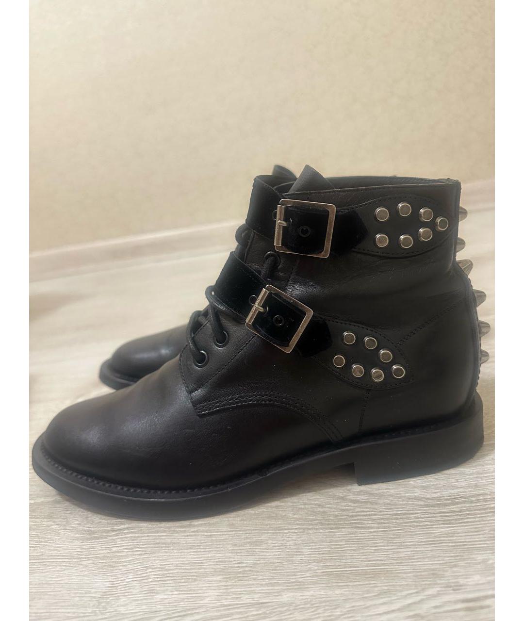 SAINT LAURENT Черные кожаные ботинки, фото 9
