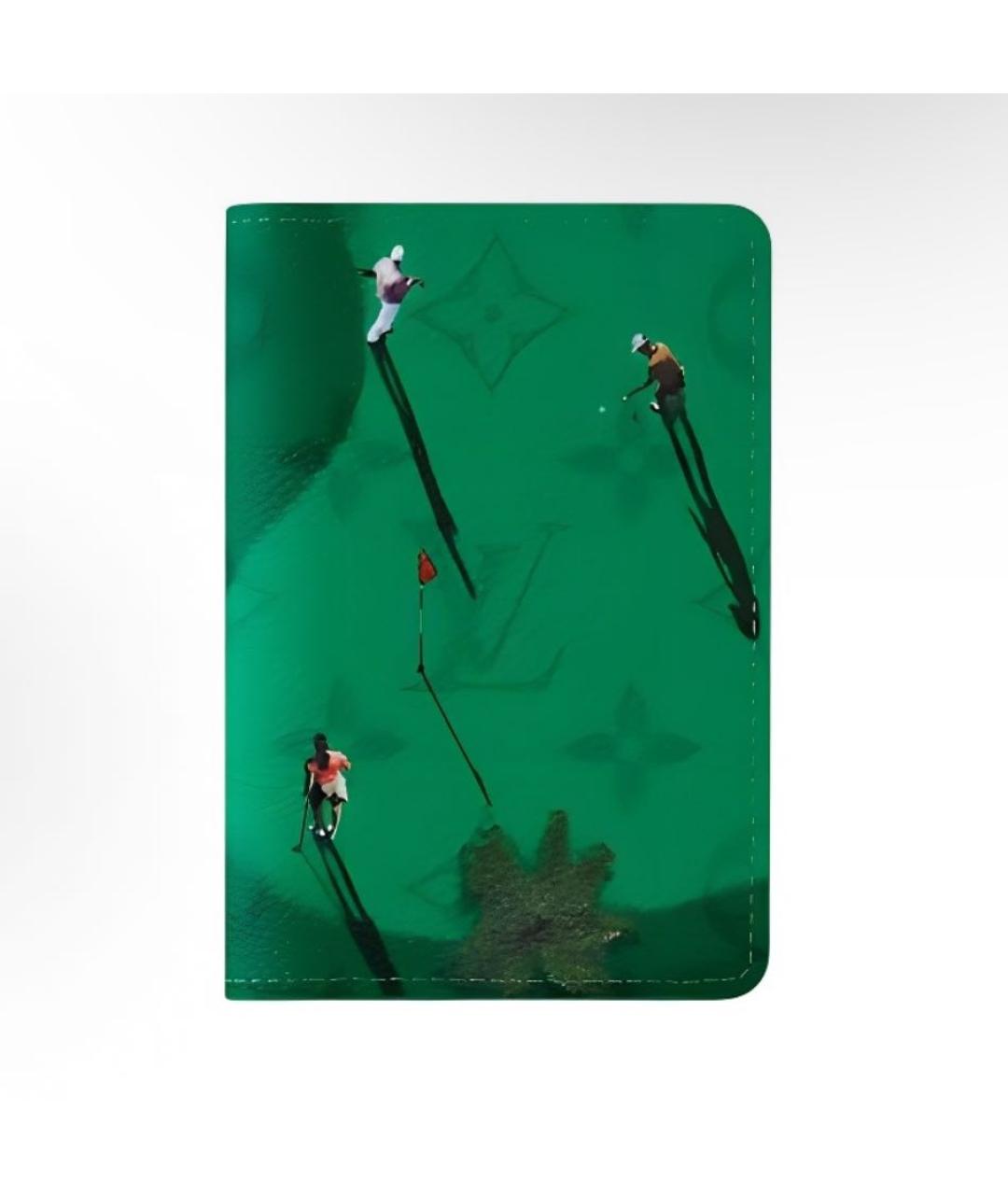 LOUIS VUITTON Зеленый кожаный кошелек, фото 5