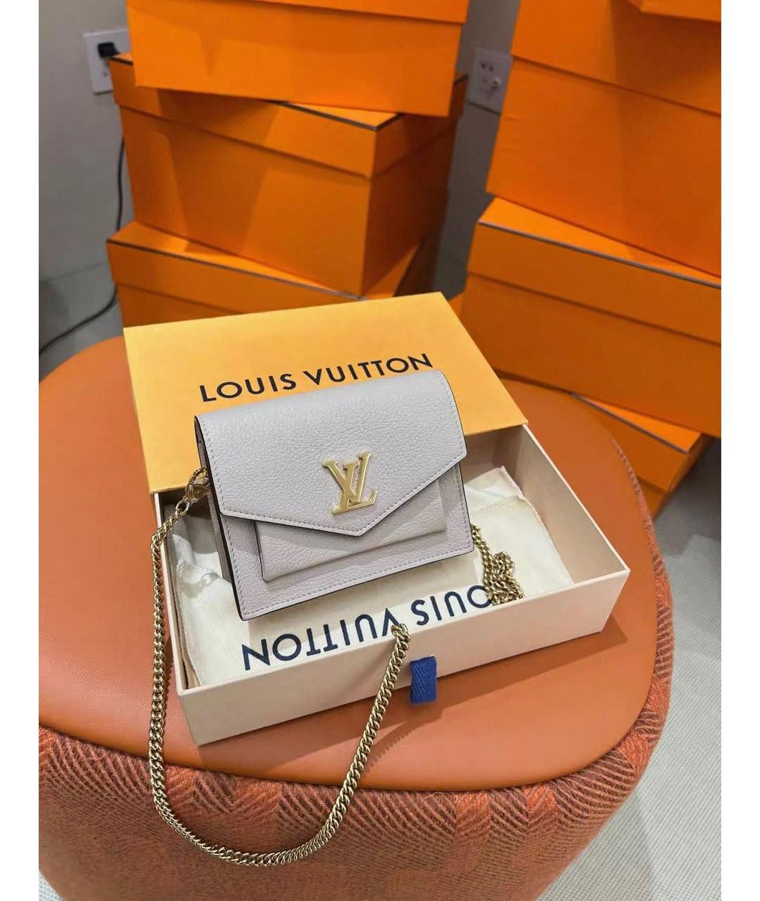 LOUIS VUITTON Бежевая кожаная сумка через плечо, фото 2