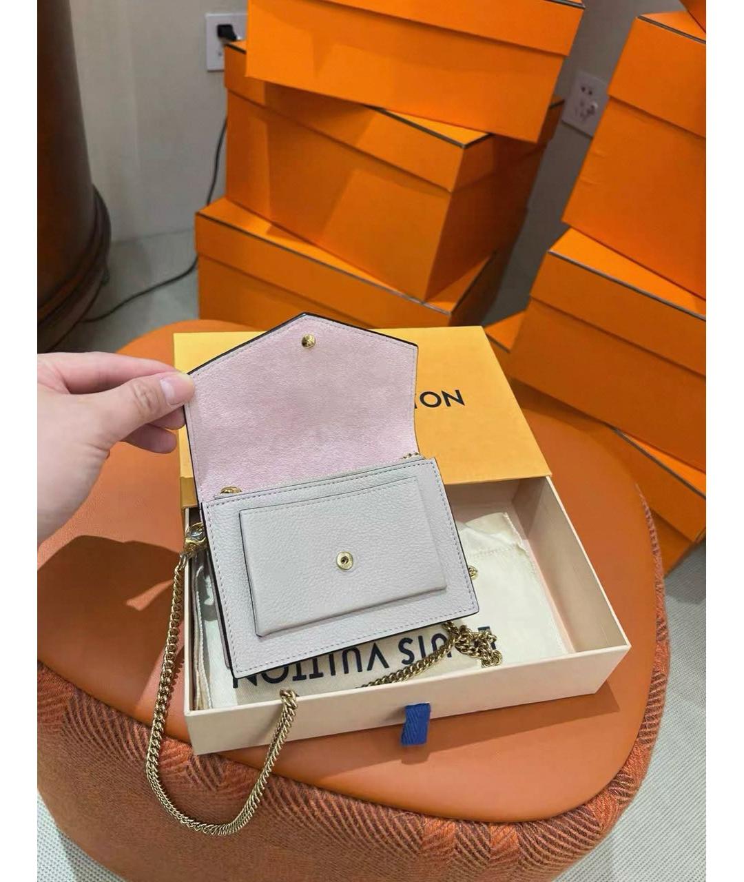 LOUIS VUITTON Бежевая кожаная сумка через плечо, фото 3