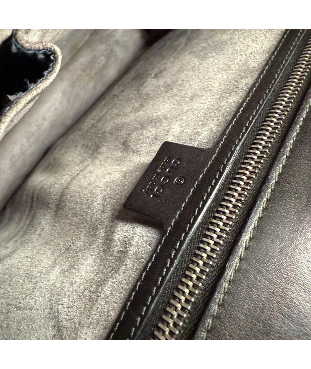 GUCCI Черный кожаный портфель, фото 5