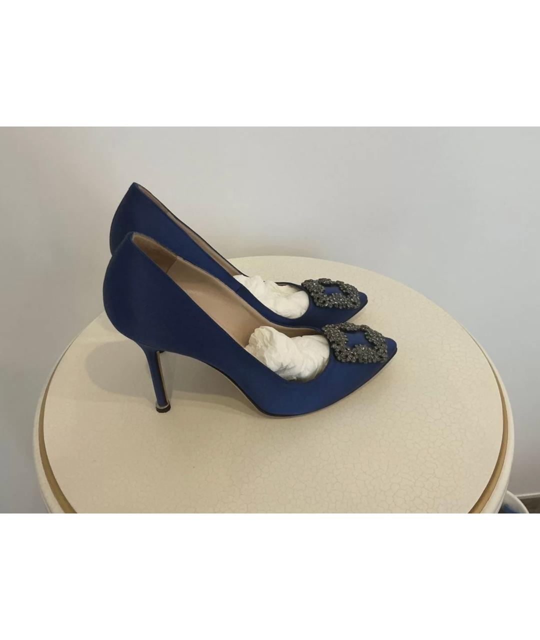 MANOLO BLAHNIK Синие текстильные туфли, фото 6