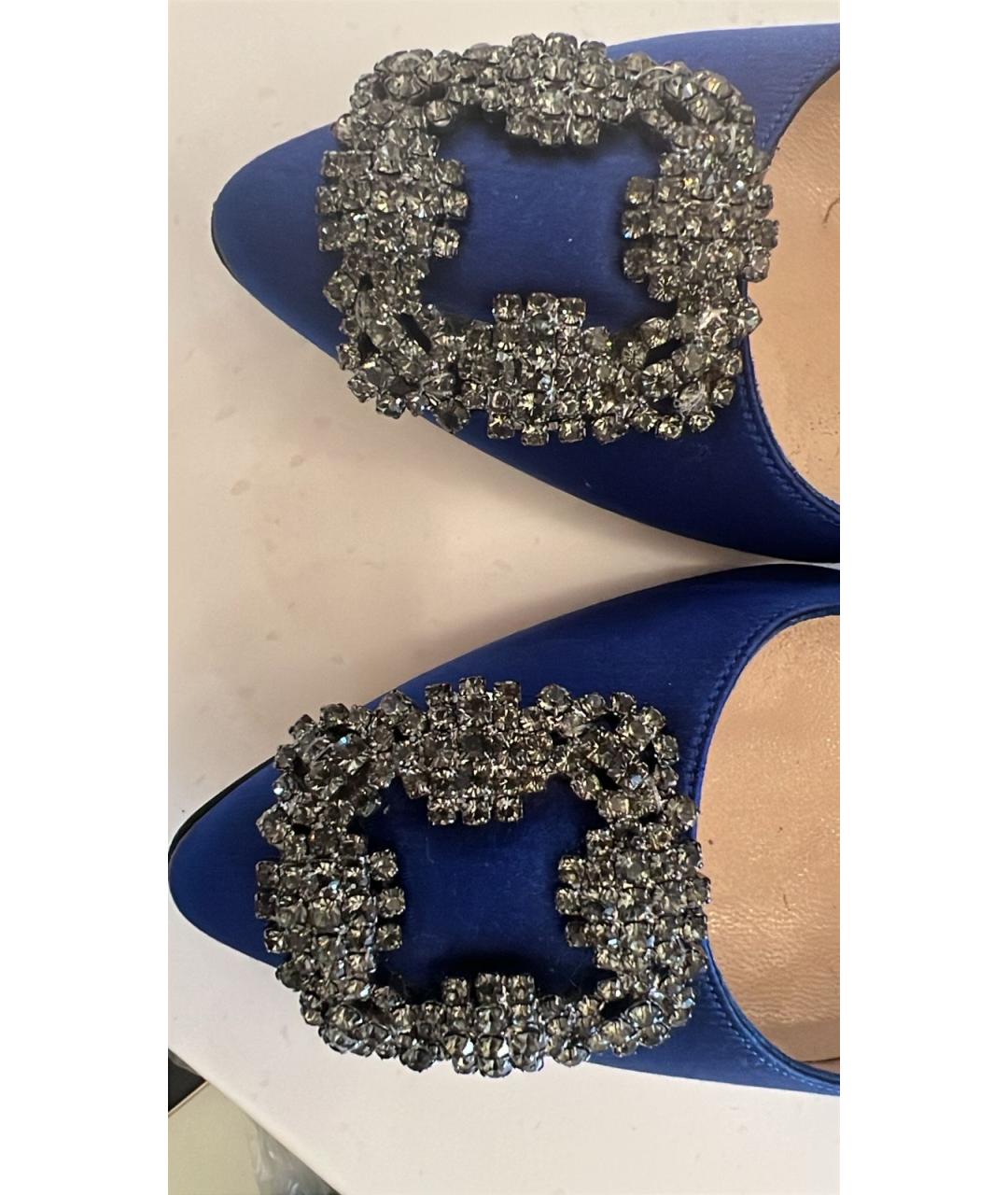 MANOLO BLAHNIK Синие текстильные туфли, фото 4
