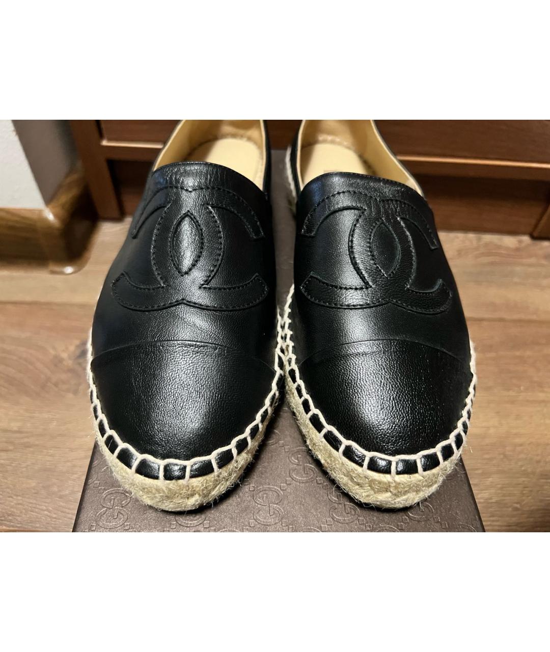 CHANEL Черные кожаные эспадрильи, фото 2
