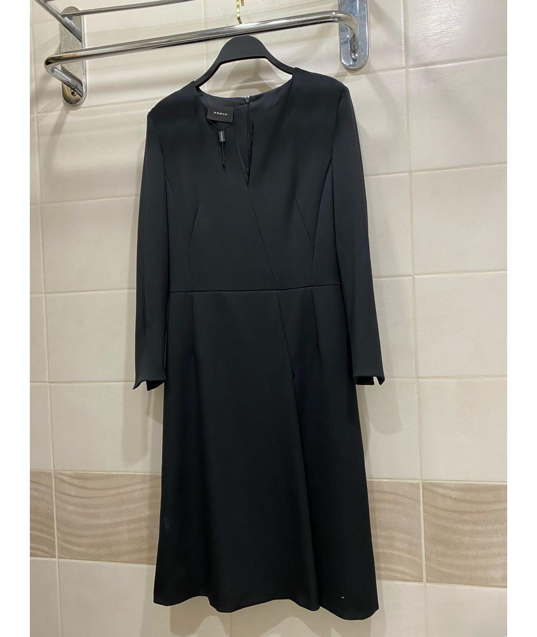 AKRIS Черное шелковое повседневное платье, фото 9