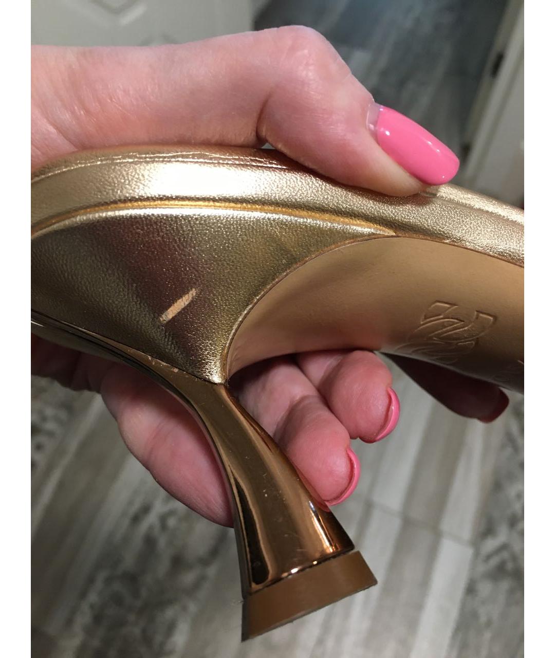 CASADEI Золотые кожаные мюли, фото 7