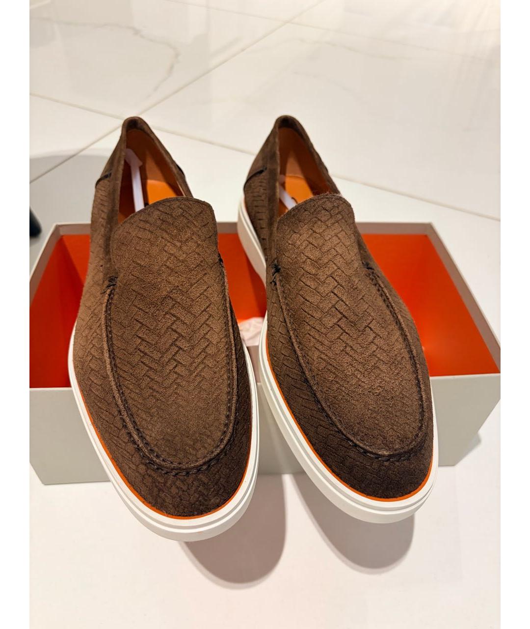 SANTONI Коричневые замшевые лоферы, фото 2