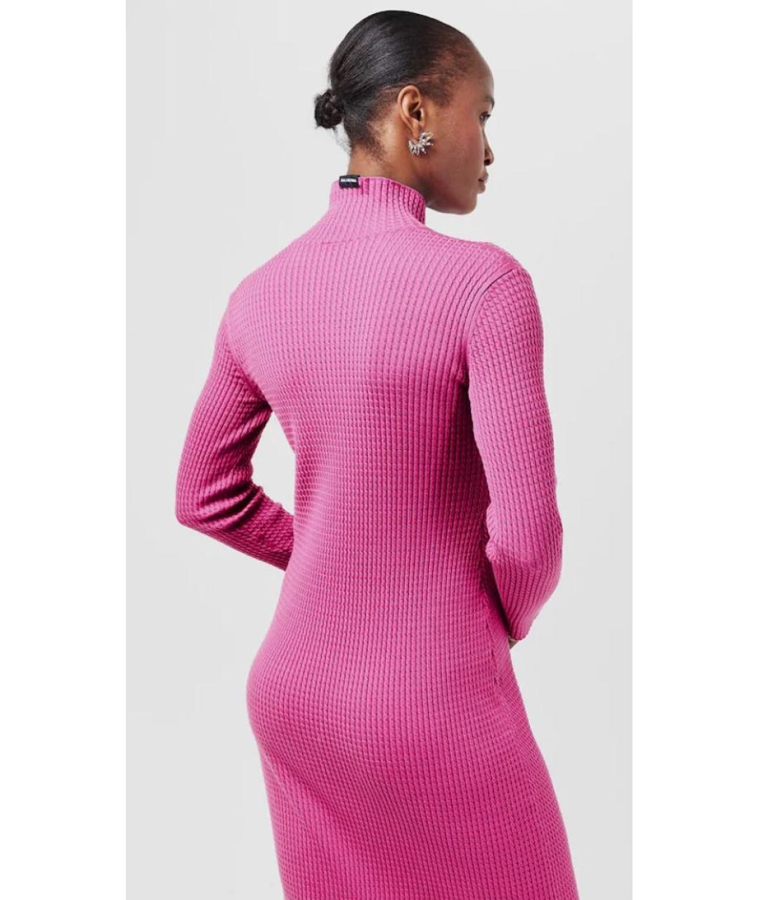 BALENCIAGA Розовое шерстяное повседневное платье, фото 5