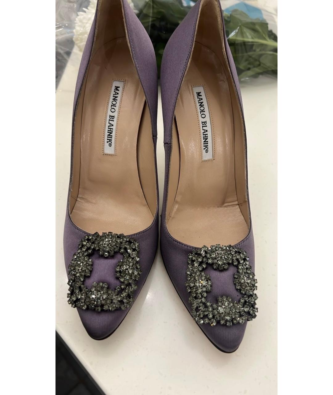 MANOLO BLAHNIK Фиолетовые текстильные туфли, фото 6