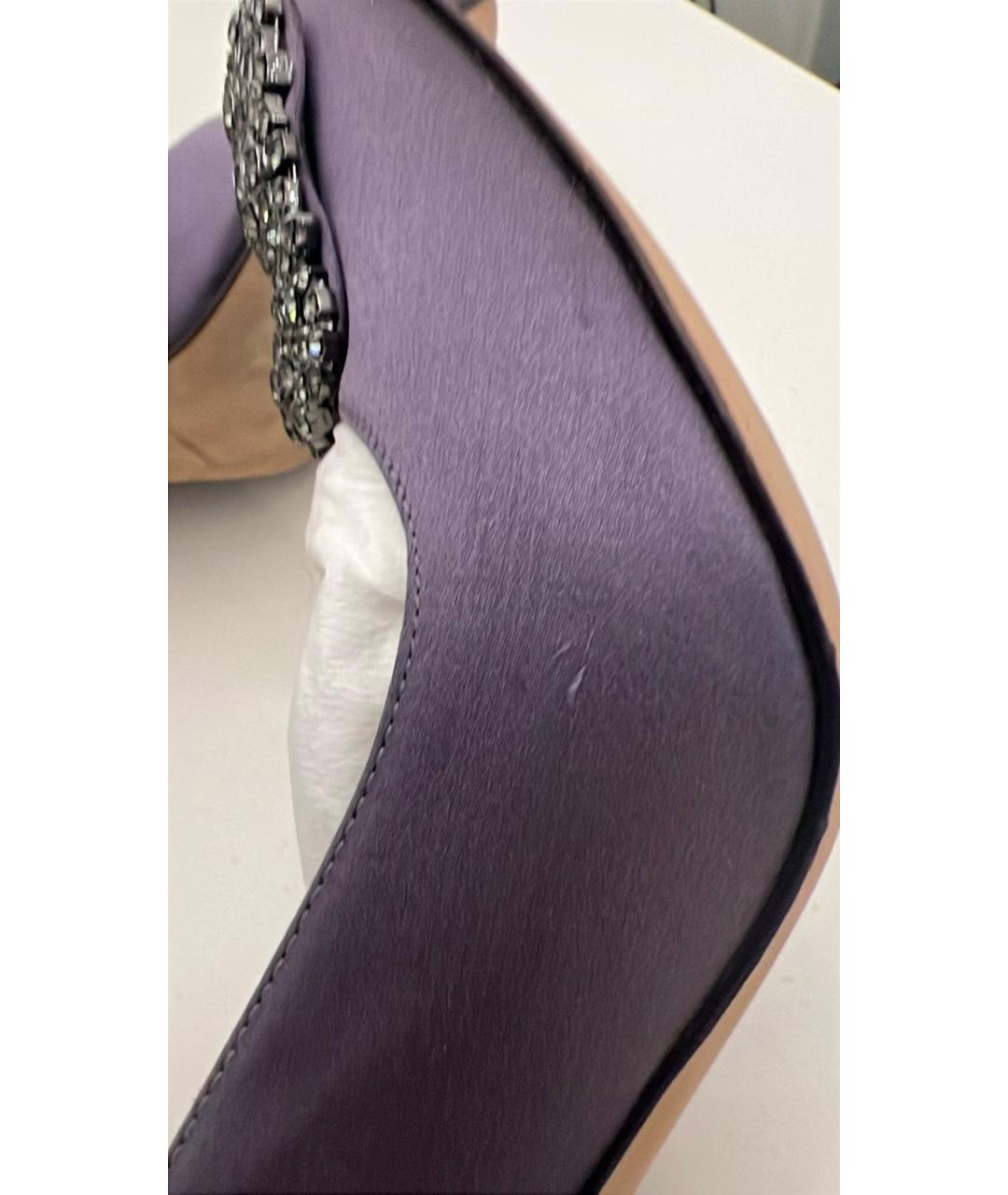 MANOLO BLAHNIK Фиолетовые текстильные туфли, фото 4
