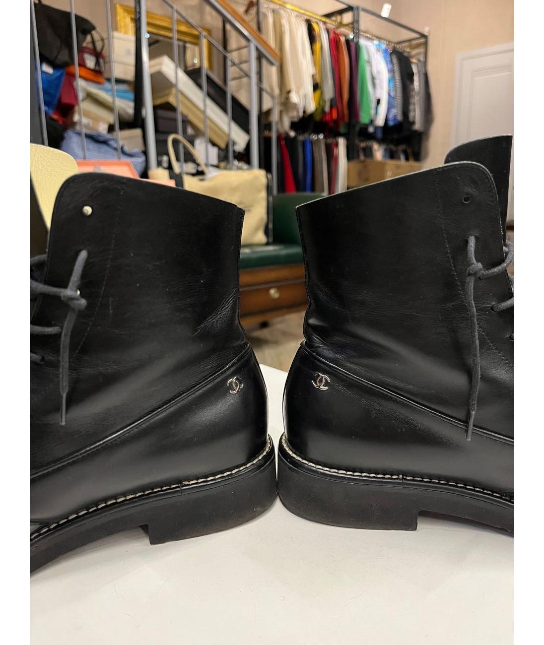 CHANEL Черные кожаные ботинки, фото 5