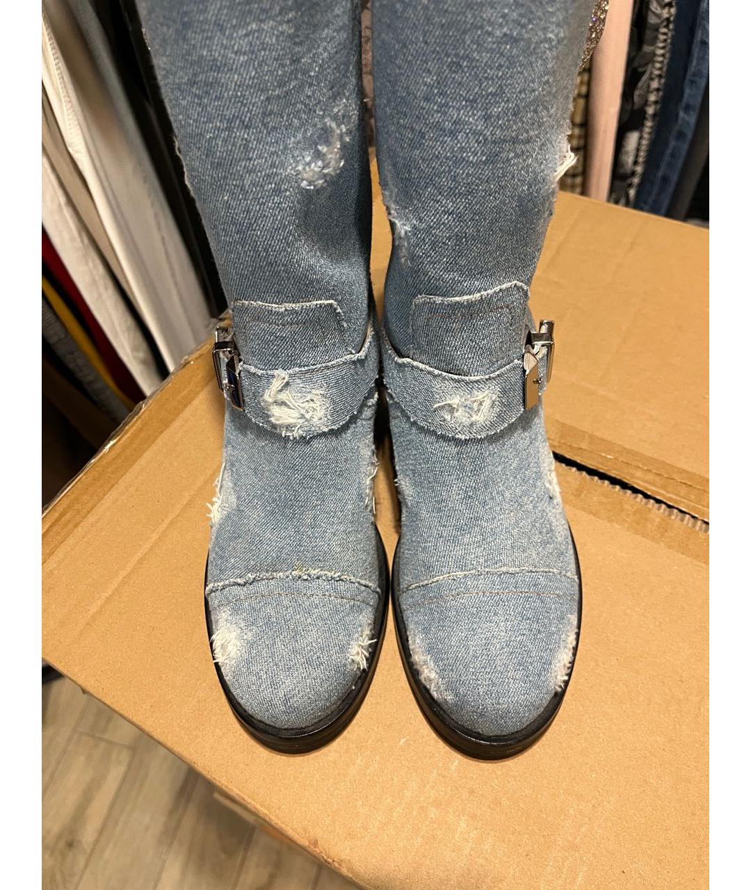 PHILIPP PLEIN Голубые текстильные полусапоги, фото 2