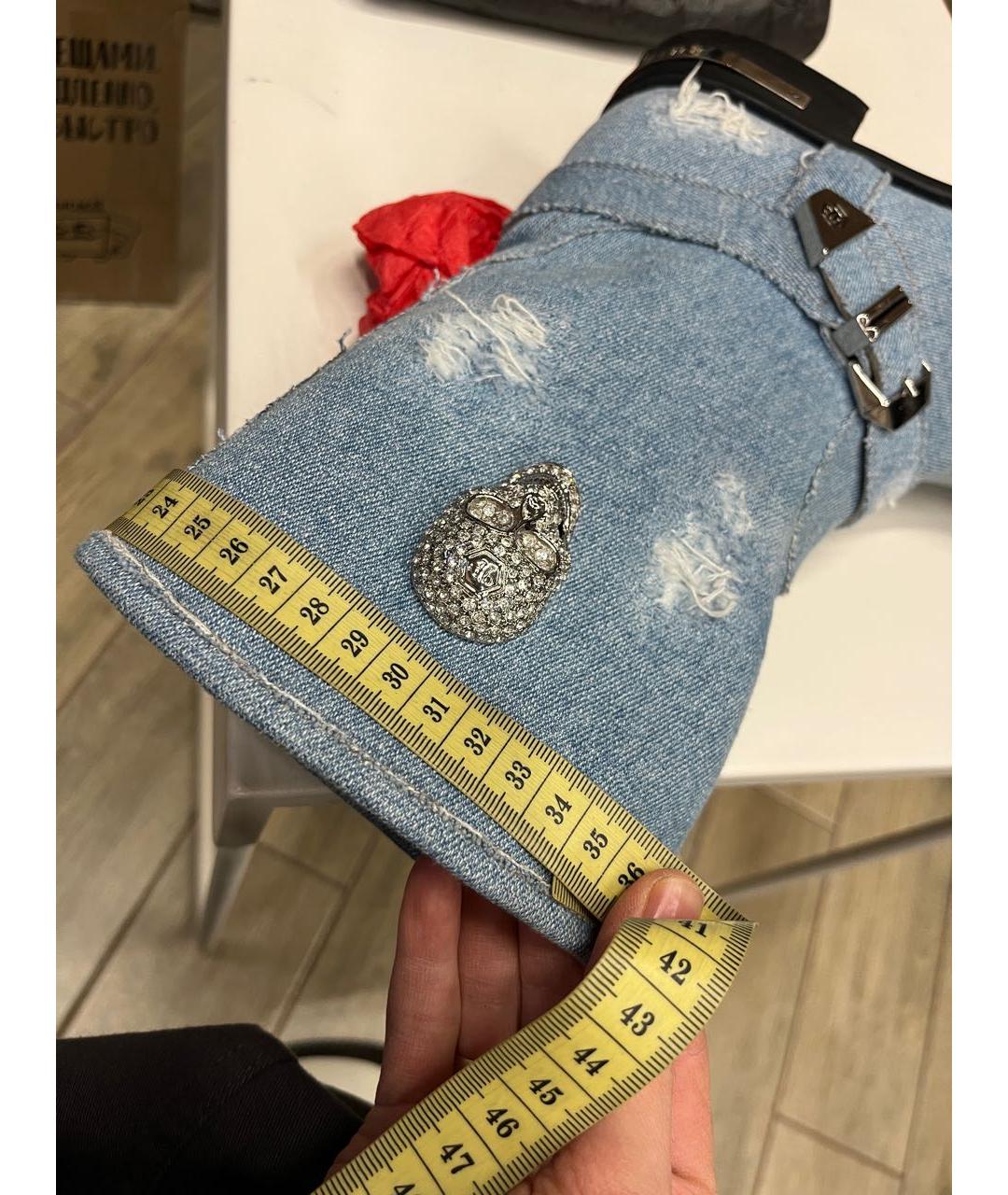 PHILIPP PLEIN Голубые текстильные полусапоги, фото 6