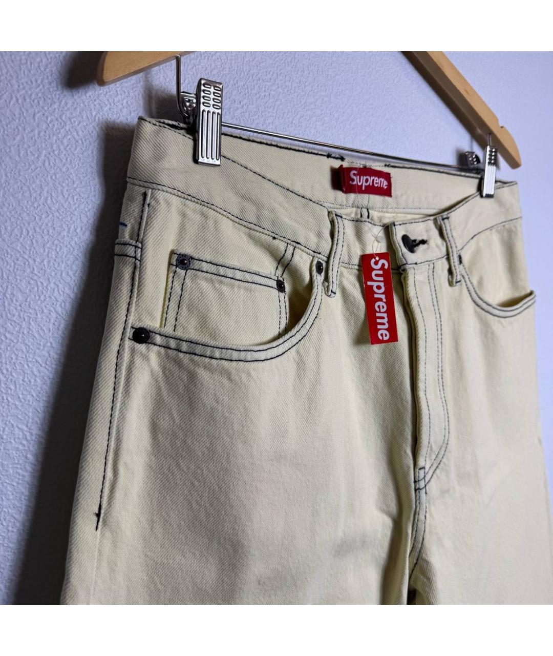 STONE ISLAND Желтые хлопковые прямые джинсы, фото 4