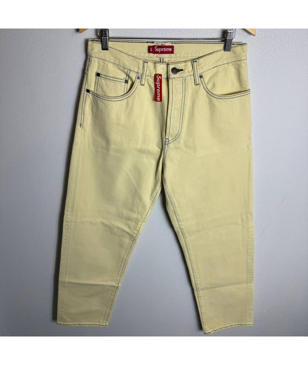 STONE ISLAND Желтые хлопковые прямые джинсы, фото 5