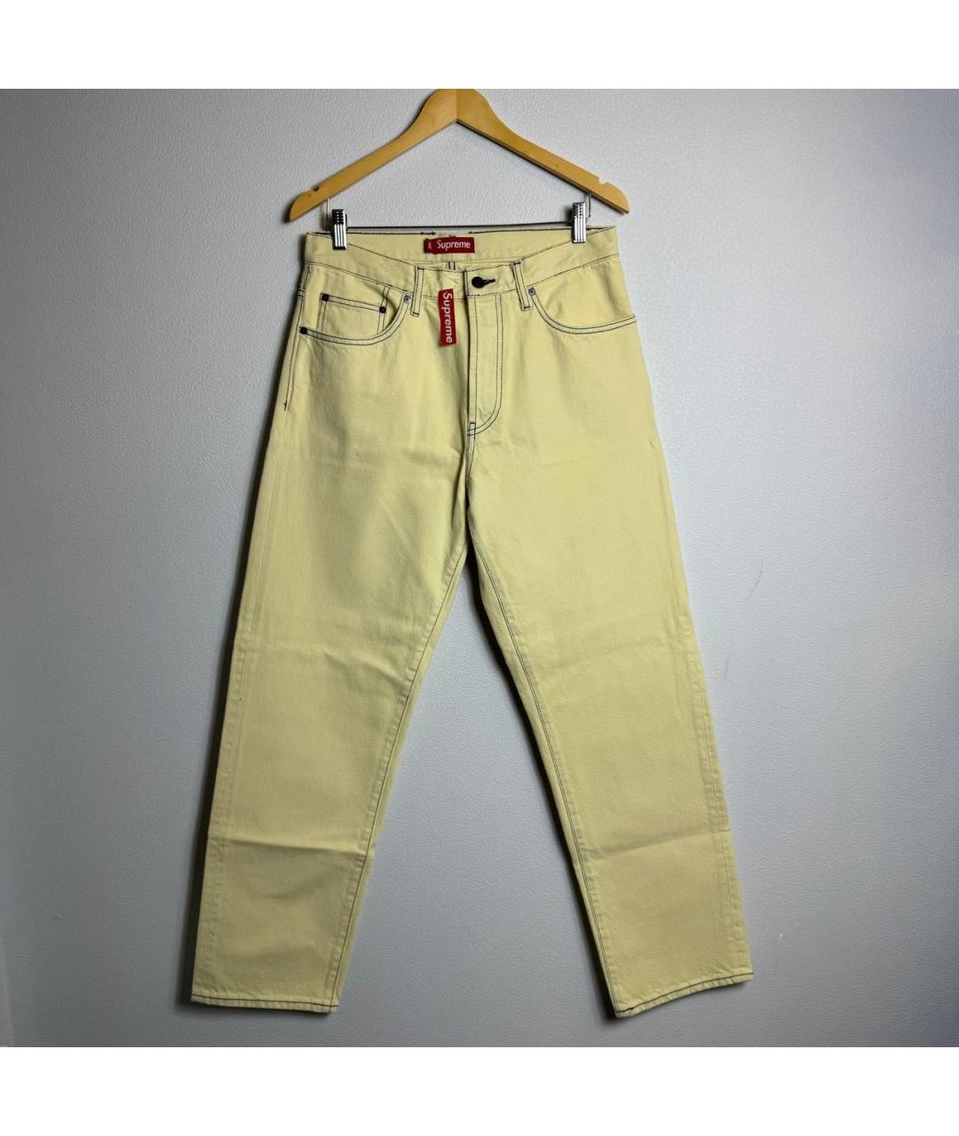 STONE ISLAND Желтые хлопковые прямые джинсы, фото 7