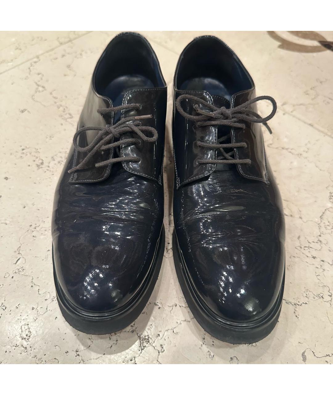 POLLINI Темно-синие брогги и оксфорды из лакированной кожи, фото 2