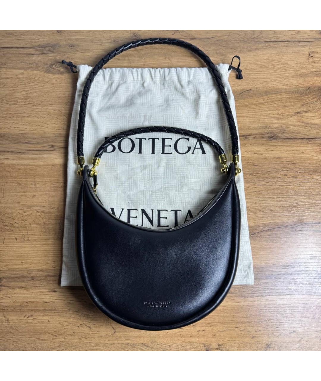 BOTTEGA VENETA Черная кожаная сумка с короткими ручками, фото 2