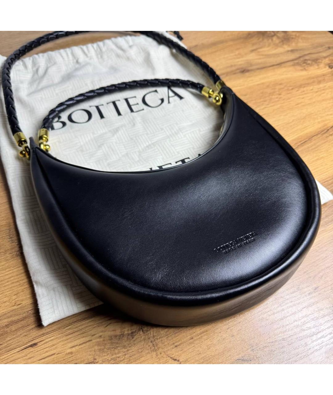 BOTTEGA VENETA Черная кожаная сумка с короткими ручками, фото 5