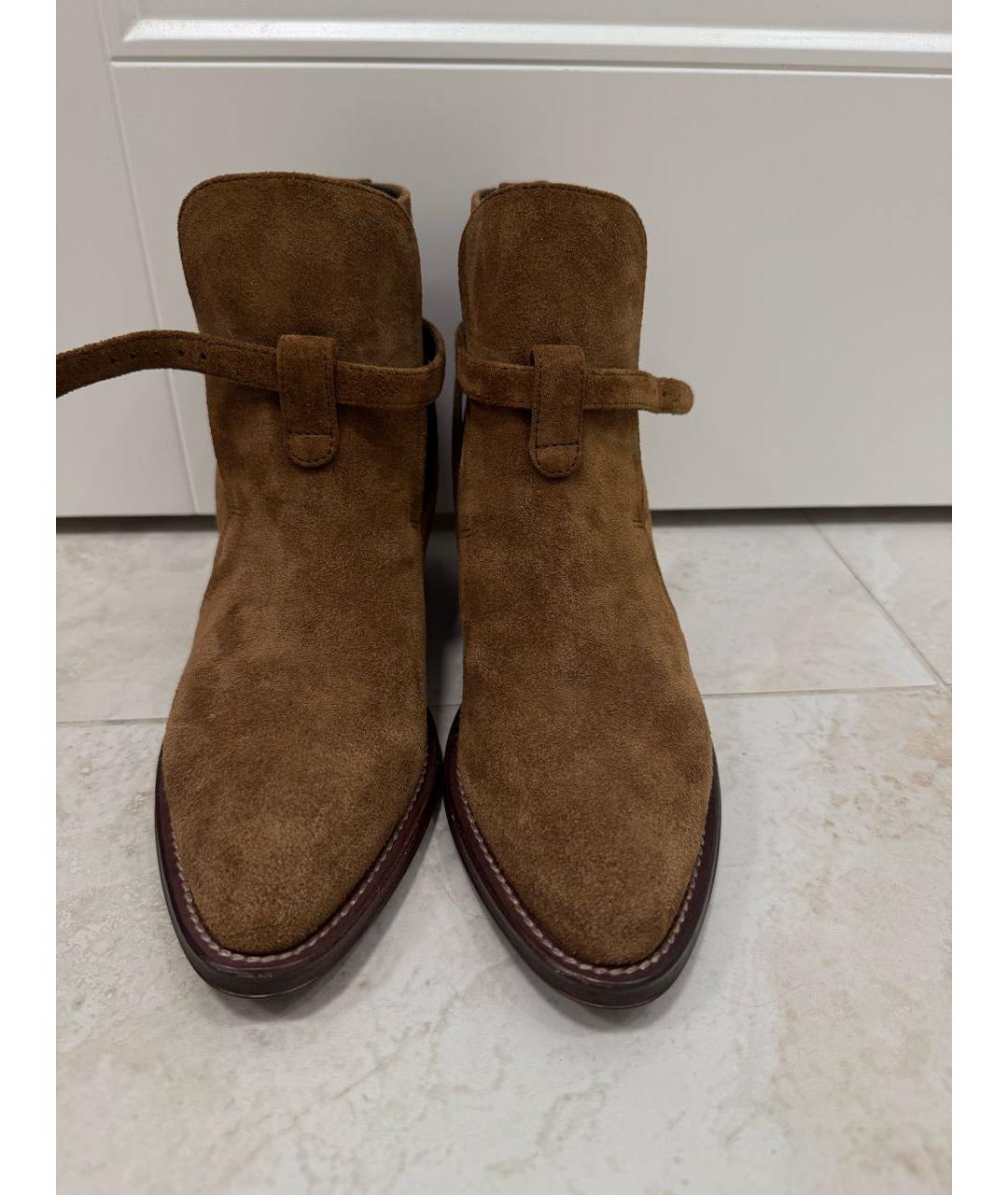SAINT LAURENT Коричневые замшевые полусапоги, фото 2