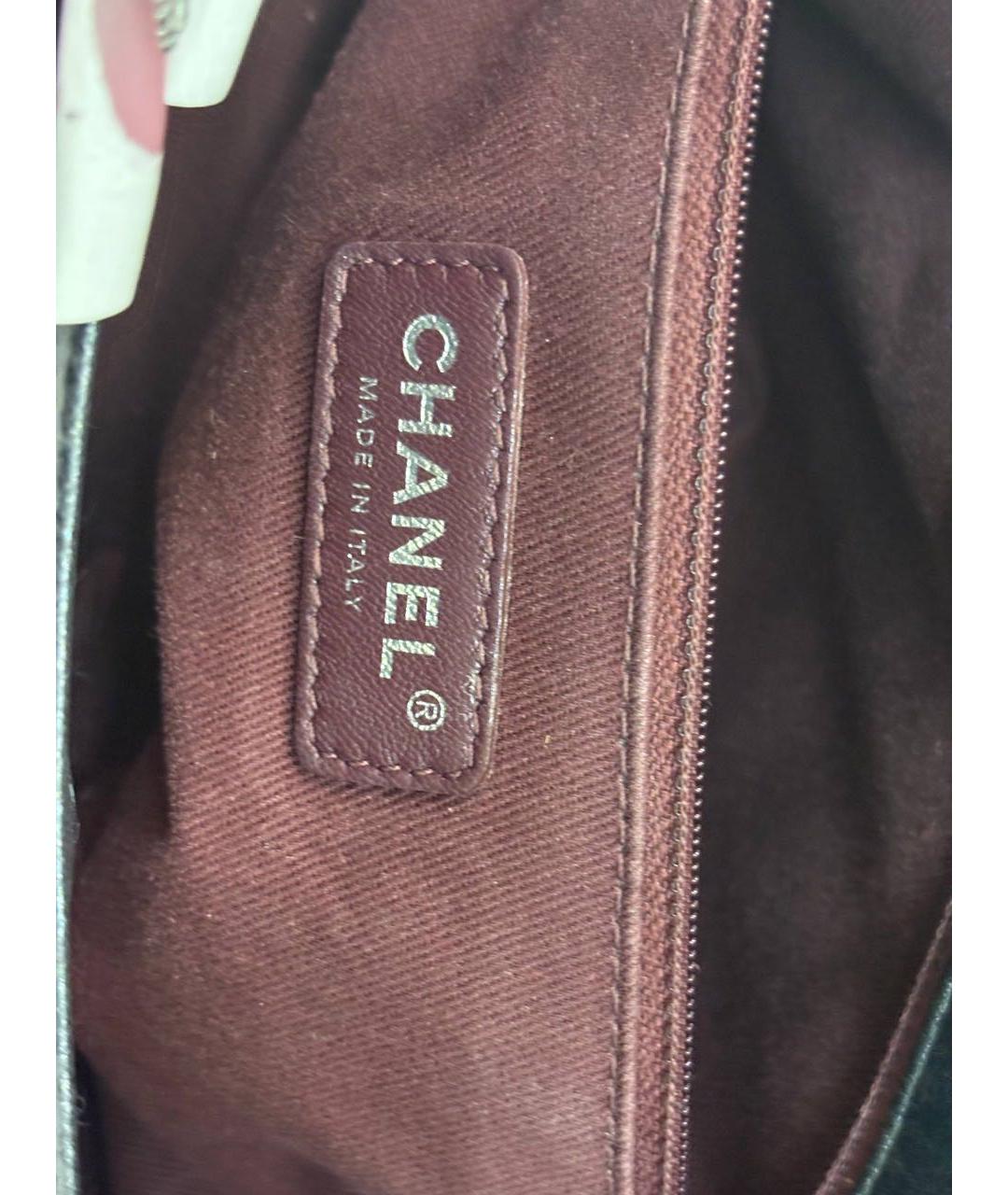 CHANEL Антрацитовая кожаная сумка с короткими ручками, фото 6