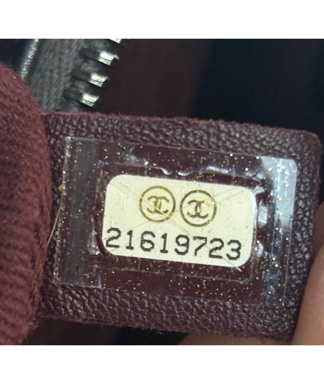 CHANEL Антрацитовая кожаная сумка с короткими ручками, фото 8