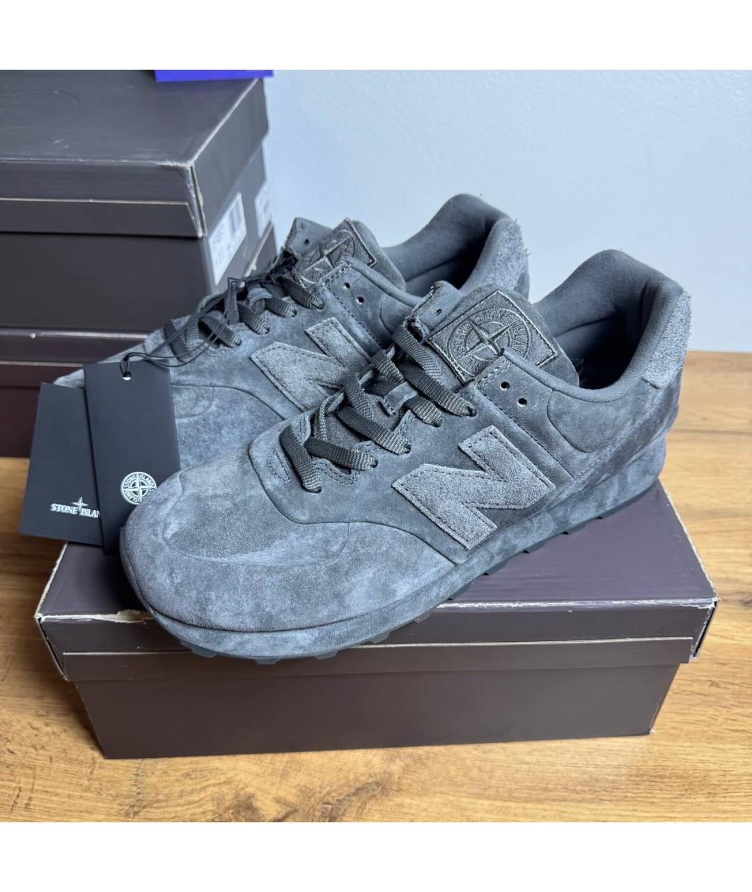 STONE ISLAND Серые замшевые низкие кроссовки / кеды, фото 5