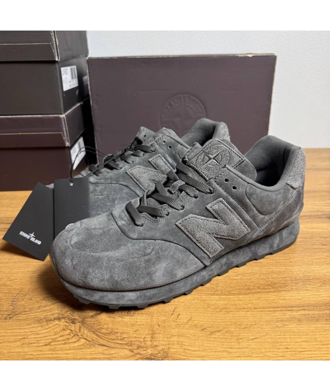 STONE ISLAND Серые замшевые низкие кроссовки / кеды, фото 2