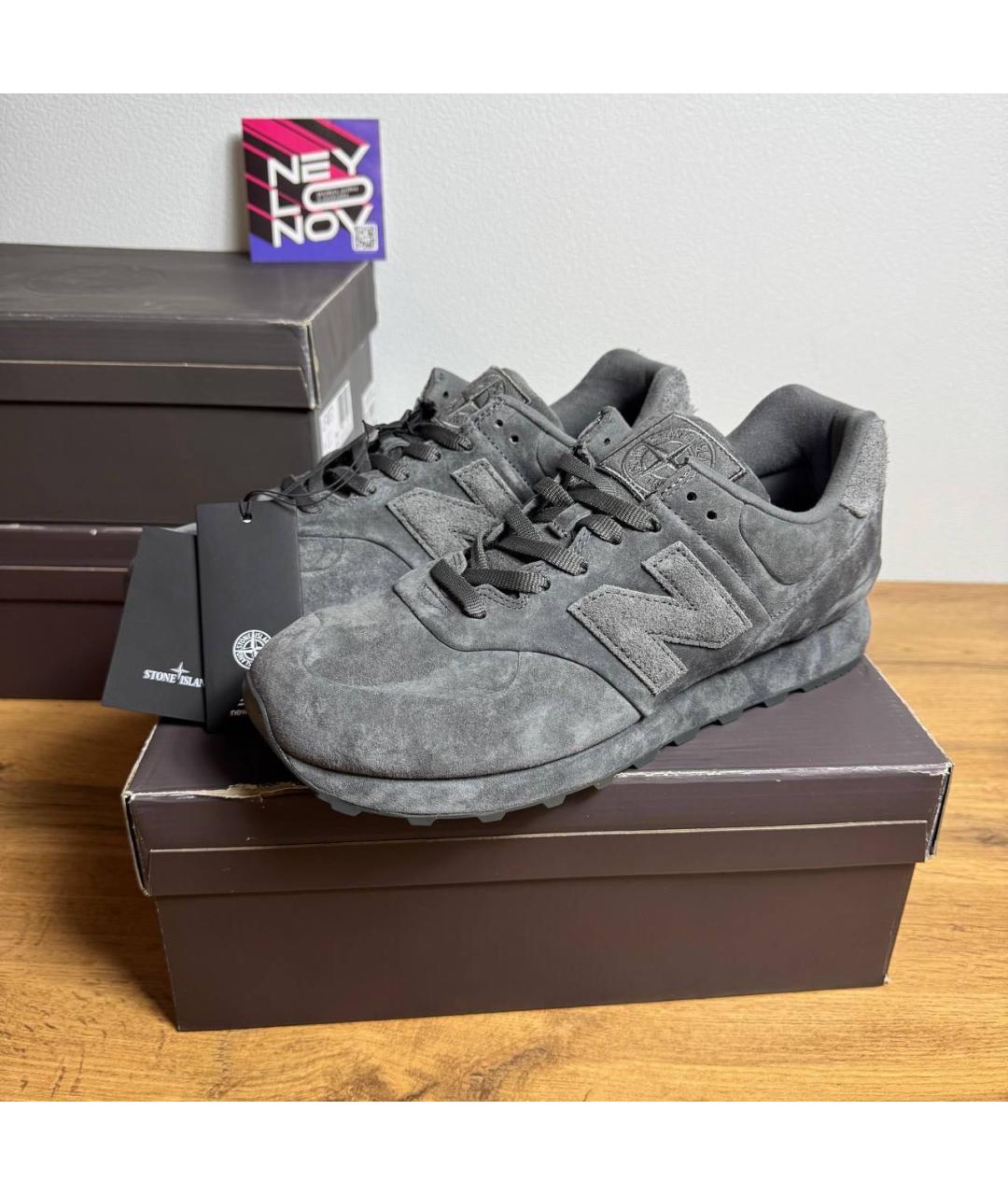 STONE ISLAND Серые замшевые низкие кроссовки / кеды, фото 3