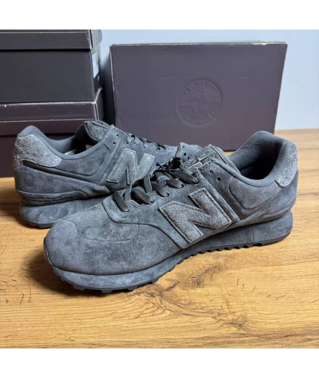 STONE ISLAND Серые замшевые низкие кроссовки / кеды, фото 4