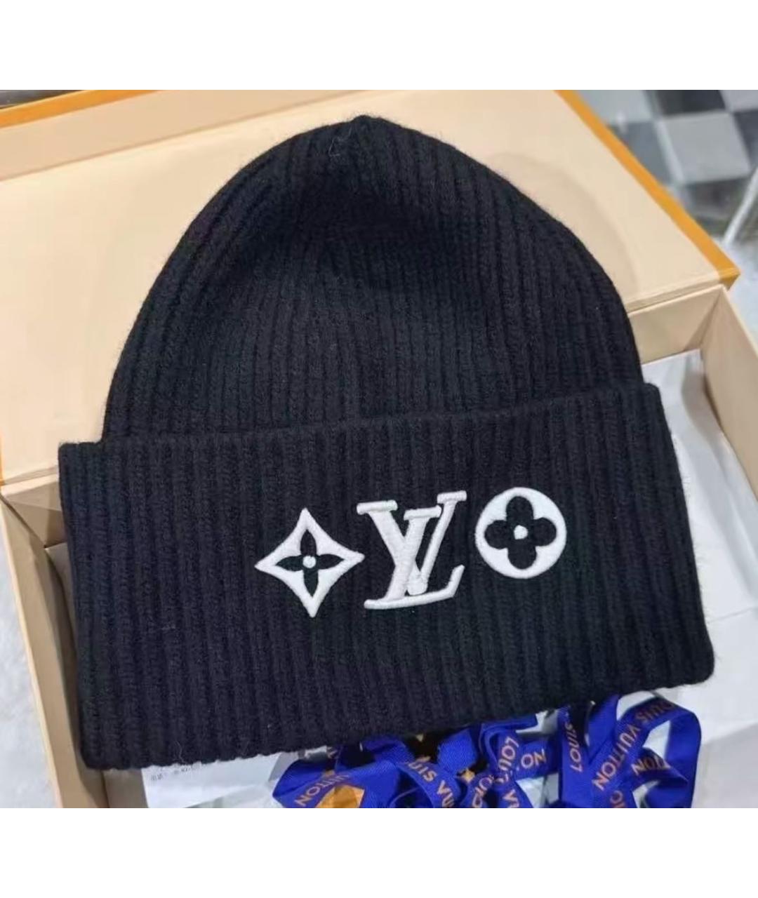 LOUIS VUITTON Черная шерстяная шапка, фото 2