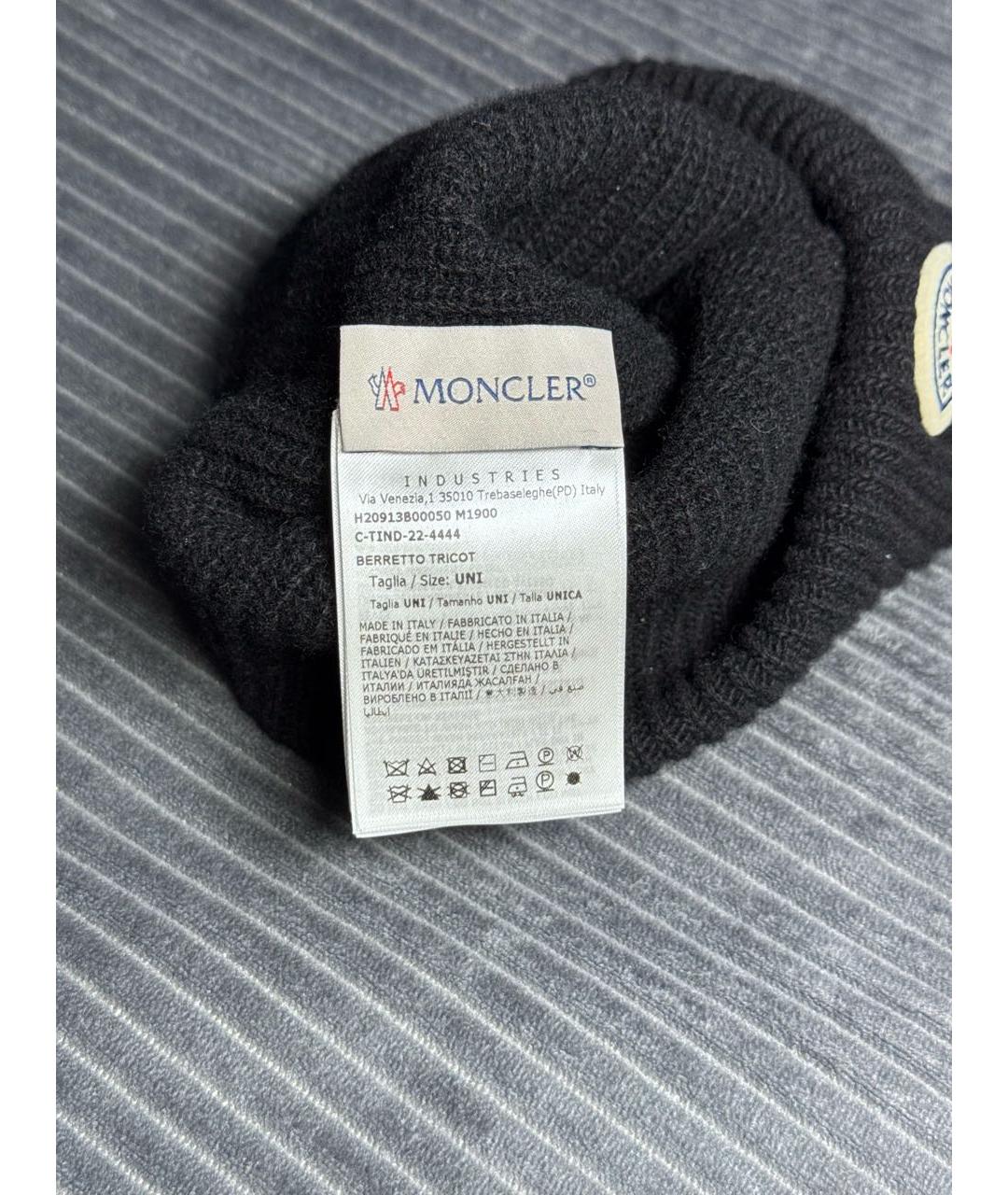 MONCLER Черная шерстяная шапка, фото 5