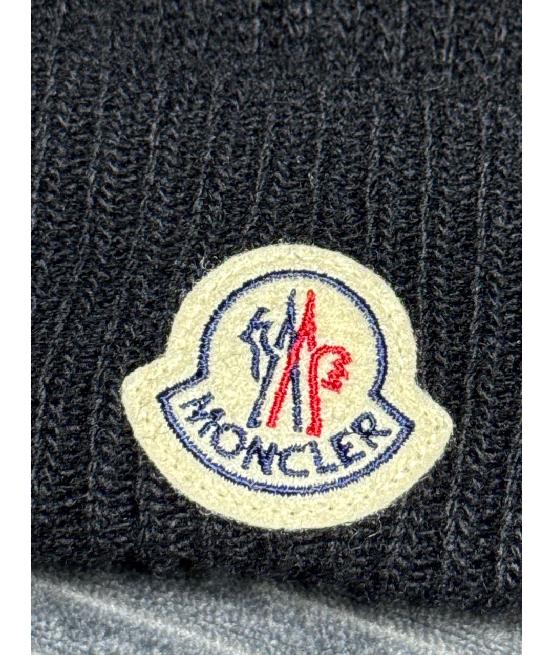 MONCLER Черная шерстяная шапка, фото 4