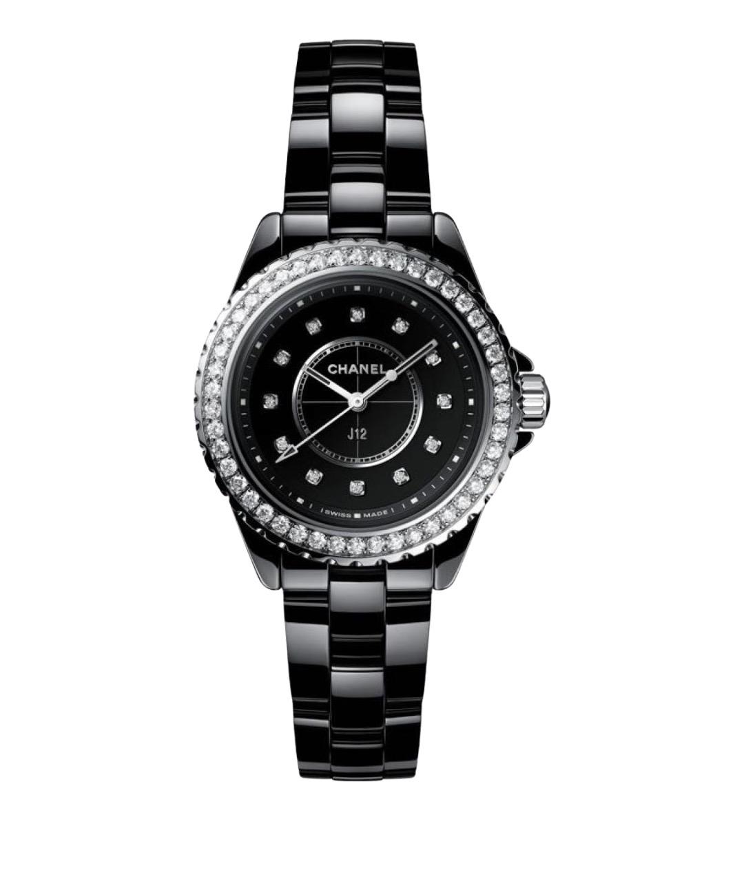 CHANEL Черные керамические часы, фото 1