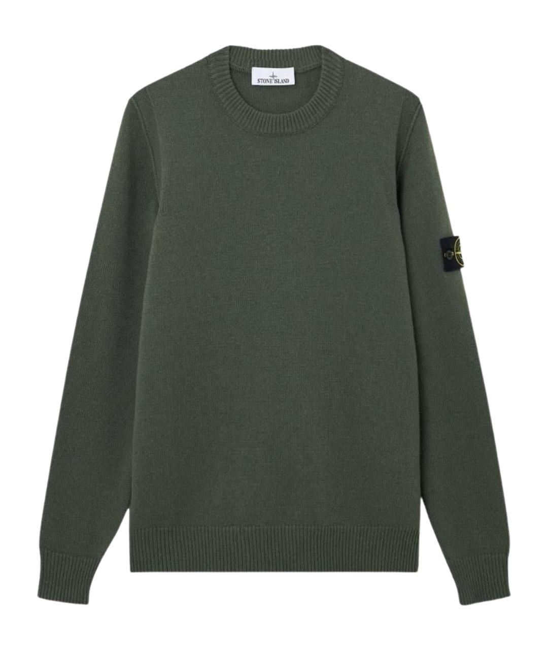 STONE ISLAND Хаки шерстяной джемпер / свитер, фото 1