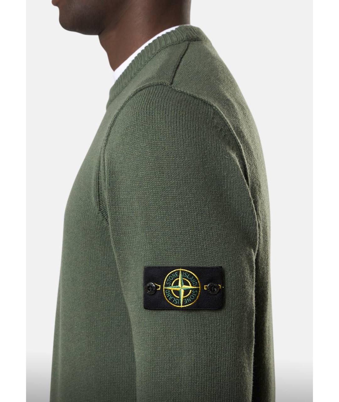 STONE ISLAND Хаки шерстяной джемпер / свитер, фото 4