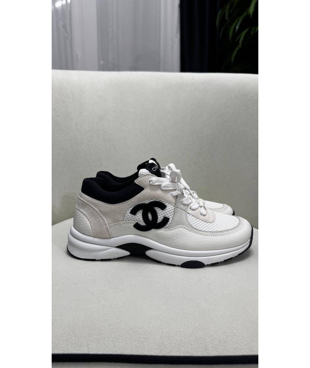 CHANEL Белые кожаные кроссовки, фото 8