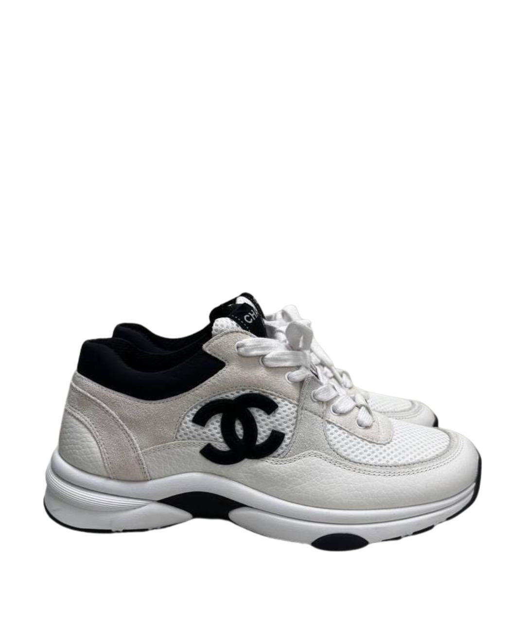 CHANEL Белые кожаные кроссовки, фото 1