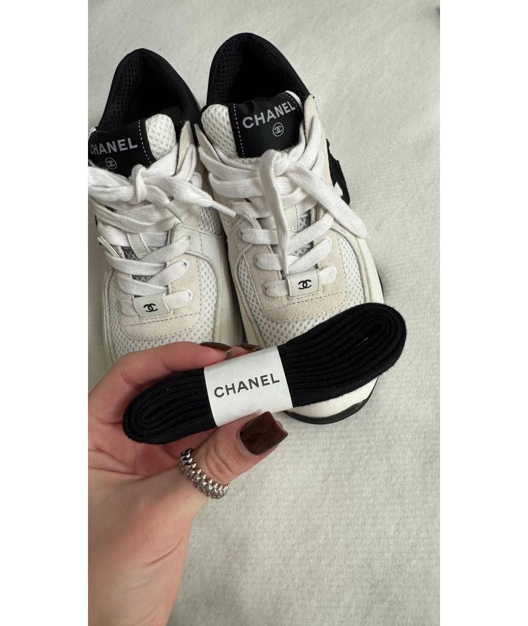 CHANEL Белые кожаные кроссовки, фото 5