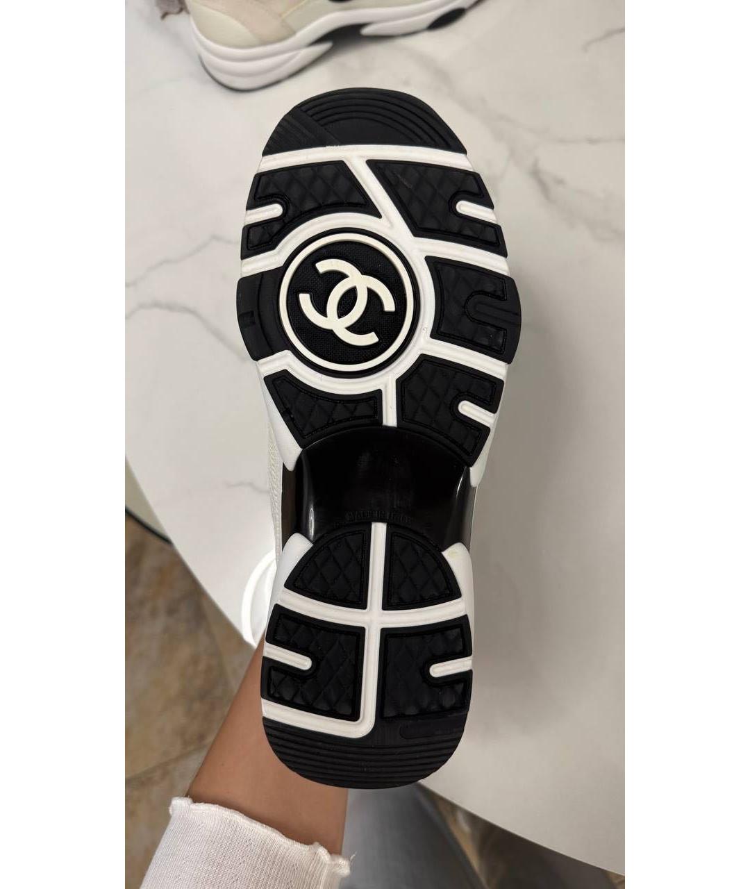 CHANEL Белые кожаные кроссовки, фото 6