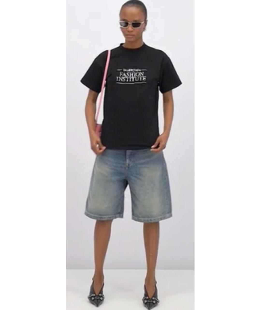 BALENCIAGA Черная хлопковая футболка, фото 8